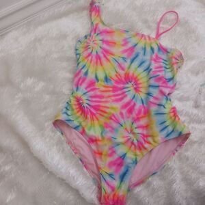 Wonder Nation Girls Tie Dye One-Piece Swimsuit Multicolor Size  10-12 plus